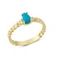 14 Ayar Altın Mavi Damla Taşlı Yüzük YZK143A