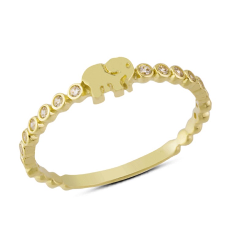 14 Ayar Altın Mini Taşlı Fil Yüzük YZK148 14 Ayar Altın Mini Taşlı Fil Yüzük YZK148