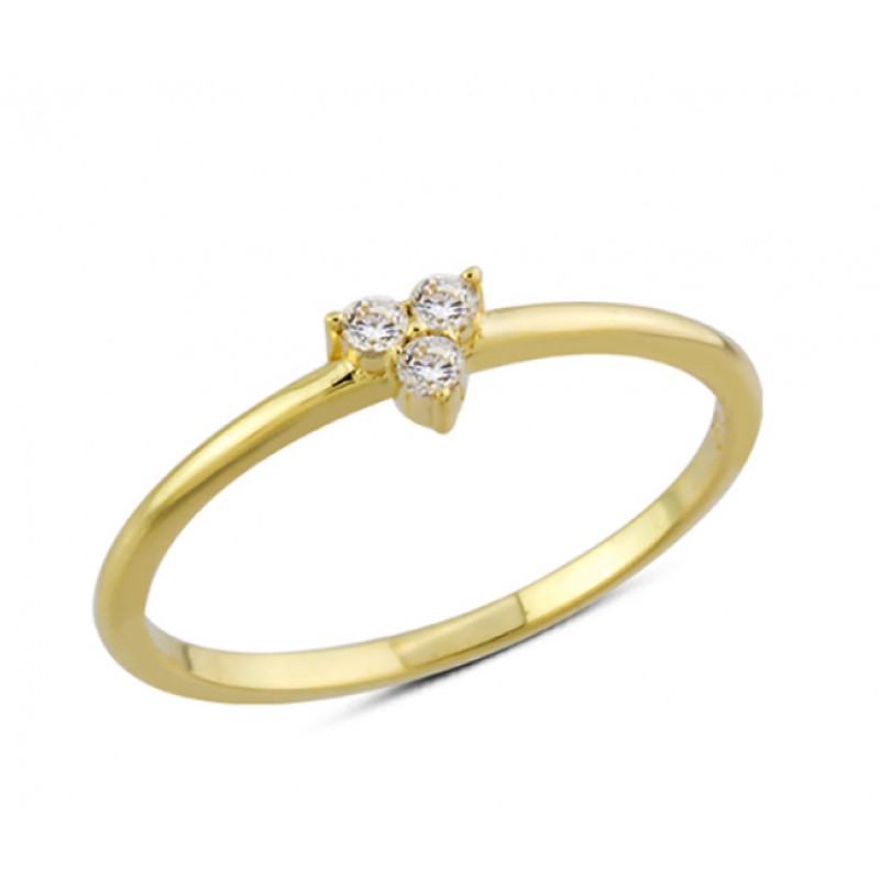 14 Ayar Altın Üçtaş Yüzük YZK161 14 Ayar Altın Üçtaş Yüzük YZK161