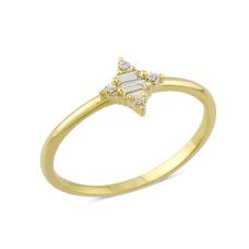 14 Ayar Altın Taşlı Minimal Yüzük YZK165