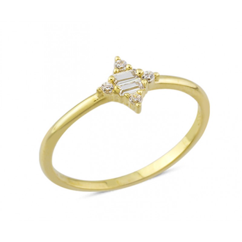 14 Ayar Altın Taşlı Minimal Yüzük YZK165