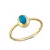 14 Ayar Altın Mavi Taşlı Sıvamalı Yüzük YZK166