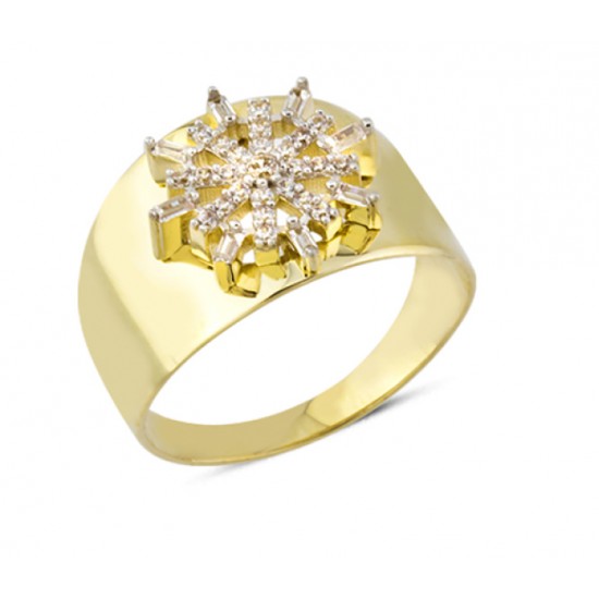 14 Ayar Altın Kar Tanesi Kalın Yüzük YZK172