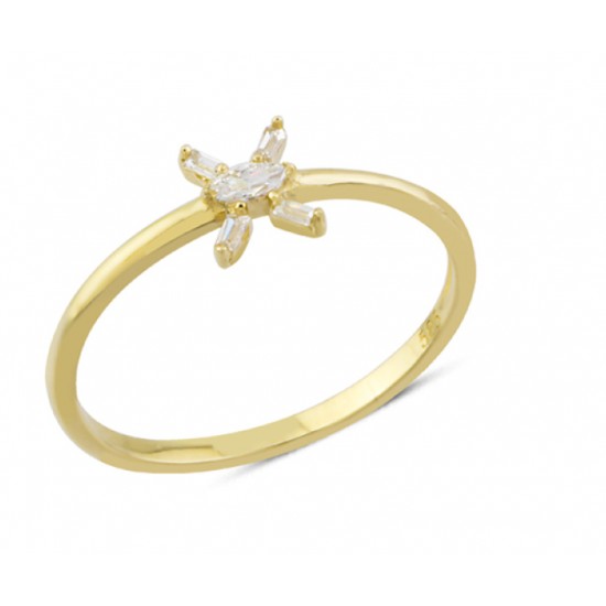 14 Ayar Altın Çiçek Motifli Yüzük YZK176