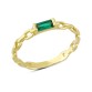 14 Ayar Altın Yeşil Taşlı Zincirli Yüzük YZK177