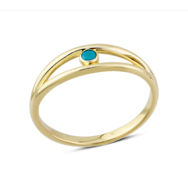 14 Ayar Altın Tek Mavi Taşlı Yüzük YZK179 14 Ayar Altın Tek Mavi Taşlı Yüzük YZK179