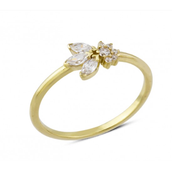 14 Ayar Altın Taç Yaprak Yüzük YZK180