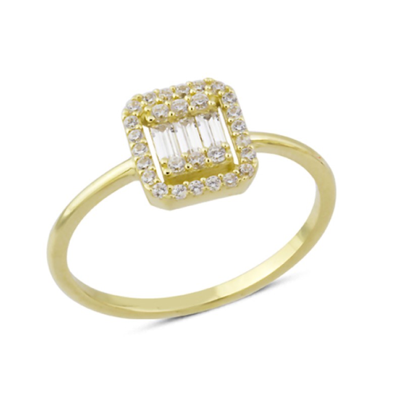 14 Ayar Altın Baget Taşlı Yüzük YZK182 14 Ayar Altın Baget Taşlı Yüzük YZK182