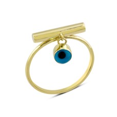 14 Ayar Altın Sallantılı Göz Boncuğu Yüzük YZK187