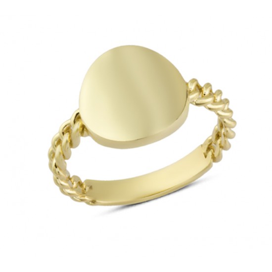 14 Ayar Altın Plakalı Oval Zincir Yüzük YZK190