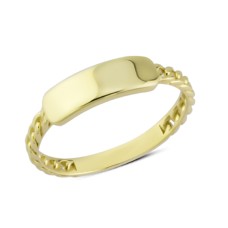 14 Ayar Altın Plakalı Düz Zincir Yüzük YZK191