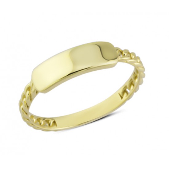 14 Ayar Altın Plakalı Düz Zincir Yüzük YZK191