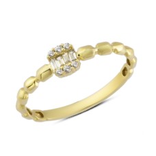 14 Ayar Altın Ortası Baget Taşlı Yüzük YZK193