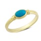14 Ayar Altın Mavi Taşlı Sıvamalı Yüzük YZK195B