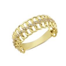 14 Ayar Altın Sonsuz Sarmal Taşlı Yüzük YZK201