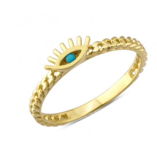 14 Ayar Altın Nazar Gözü Yüzük YZK206
