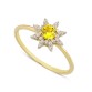 14 Ayar Altın Sarı Taşlı Çiçek Yüzük YZK021