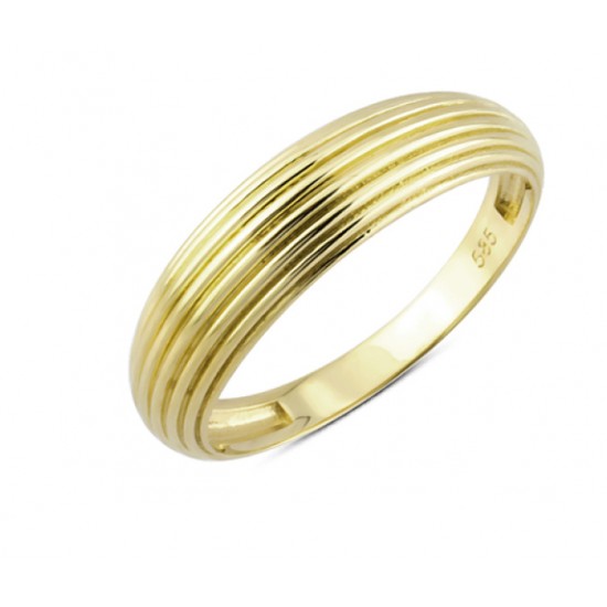 14 Ayar Altın Taşsız Çizgili Yüzük YZK211