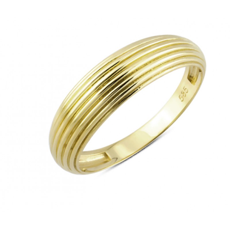 14 Ayar Altın Taşsız Çizgili Yüzük YZK211