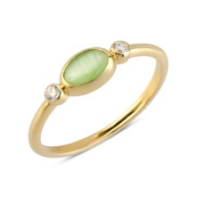 14 Ayar Altın Oval Yeşil Taşlı Yüzük YZK216