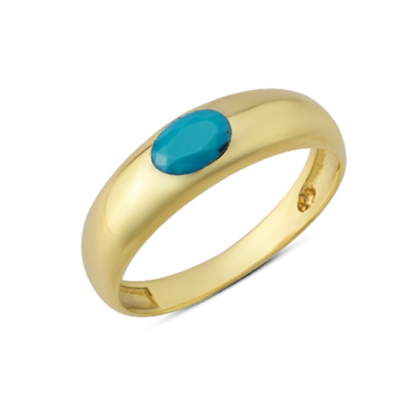 14 Ayar Altın Mavi Taşlı Sıvama Yüzük YZK219