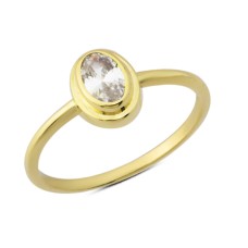 14 Ayar Altın Sıvamalı Oval Taşlı Yüzük YZK231