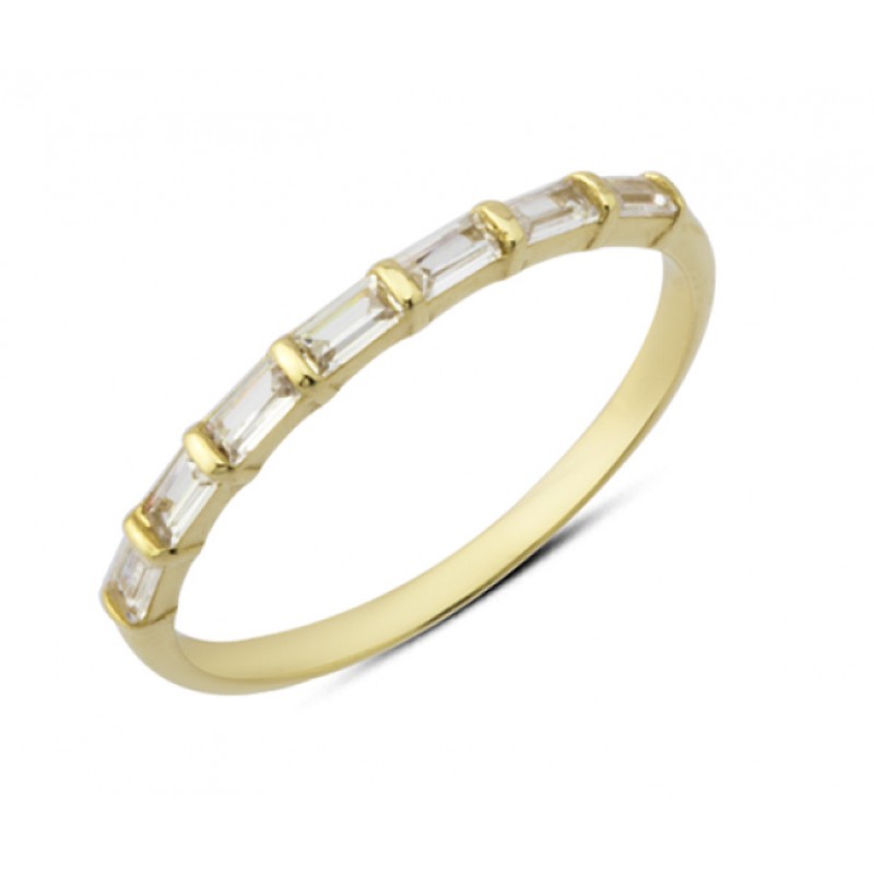 14 Ayar Altın Yarım Tur Baget Yüzük YZK236