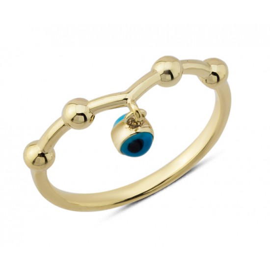 14 Ayar Altın Sallantılı Göz Boncuklu Yüzük YZK237