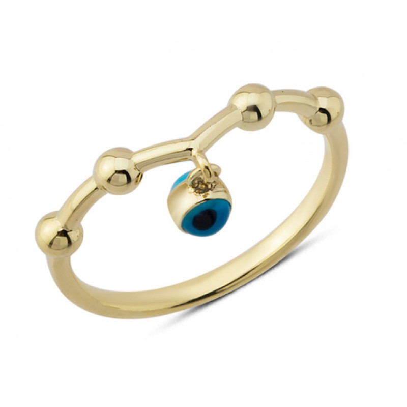 14 Ayar Altın Sallantılı Göz Boncuklu Yüzük YZK237