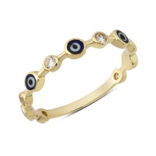 14 Ayar Altın Mineli Nazar Boncuğu Yüzük YZK239