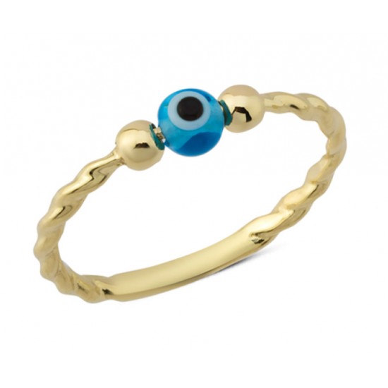 14 Ayar Altın Mavi Boncuk Yüzük YZK240 14 Ayar Altın Mavi Boncuk Yüzük YZK240