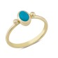14 Ayar Altın Mavi Taşlı Sıvamalı Yüzük YZK248