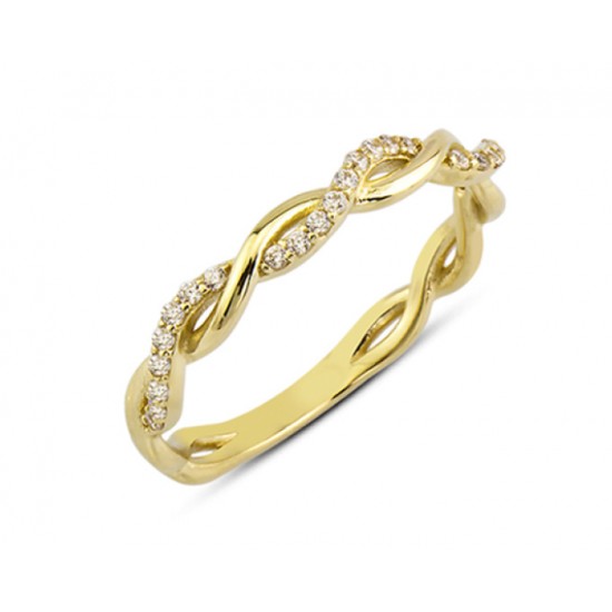 14 Ayar Altın Taşlı Sarmal Motifli Yüzük YZK025