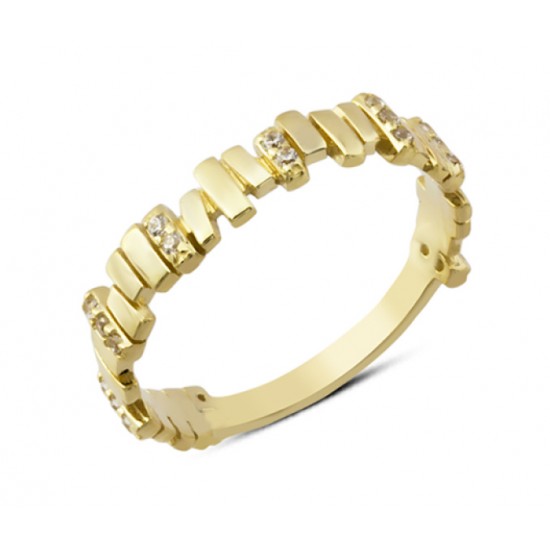 14 Ayar Altın Yan Taşlı Dikdörtgen Yüzük YZK260