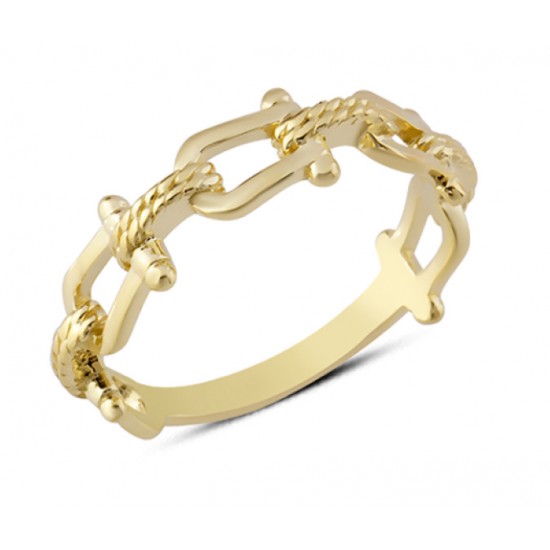 14 Ayar Altın Halat Kilit Model Yüzük YZK272