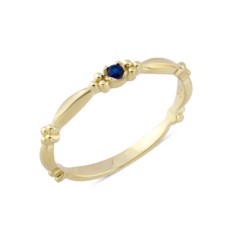 14 Ayar Altın Ortası Mavi Taşlı Yüzük YZK276