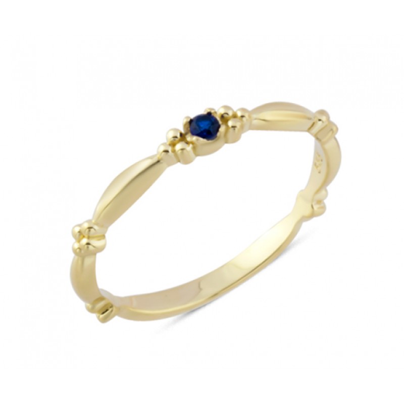 14 Ayar Altın Ortası Mavi Taşlı Yüzük YZK276