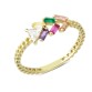 14 Ayar Altın Mini Renkli Baget Taşlı Yüzük YZK028C