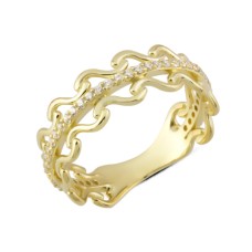 14 Ayar Altın Ortası Taşlı Dalga Yüzük YZK284