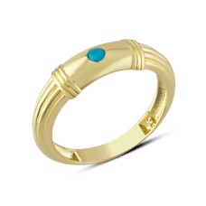 14 Ayar Altın Mini Mavi Taşlı Yüzük YZK293