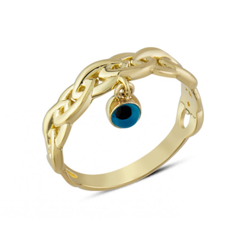 14 Ayar Altın Sallantılı Göz Boncuğu Yüzük YZK295