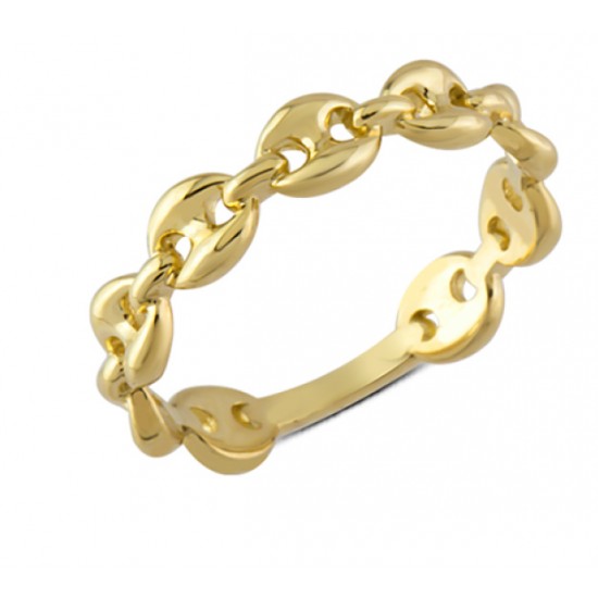 14 Ayar Altın Taşsız İç İçe Geçme Yüzük YZK296