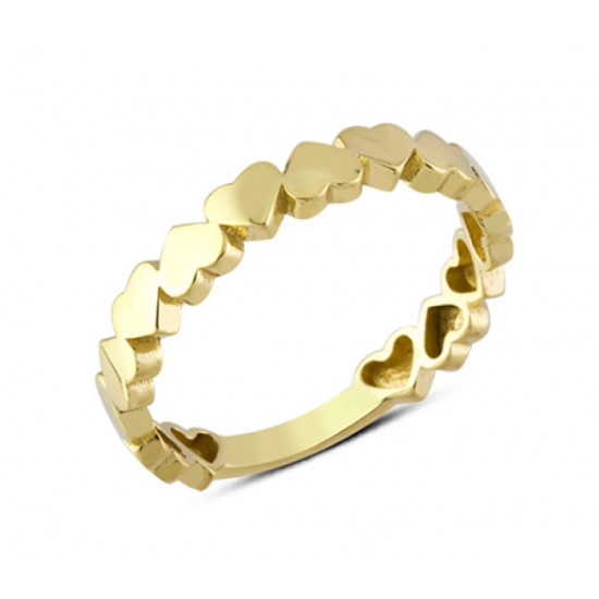 14 Ayar Altın Taşsız Mini Kalp Yüzük YZK298