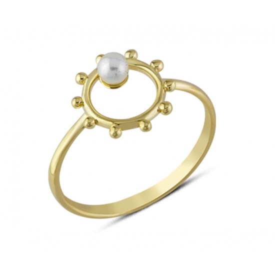 14 Ayar Altın İnci Detaylı Yüzük YZK299 14 Ayar Altın İnci Detaylı Yüzük YZK299
