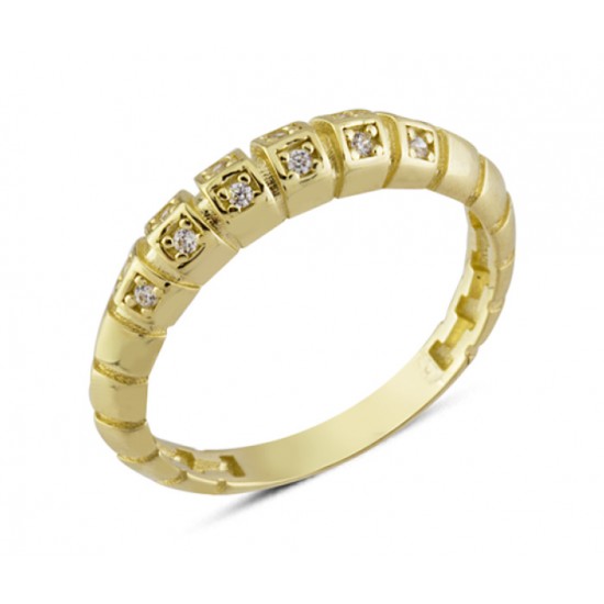 14 Ayar Altın Bölmeli Taşlı Yüzük YZK301