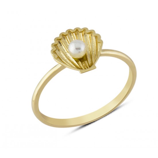 14 Ayar Altın İncili İstiridye Yüzük YZK305 14 Ayar Altın İncili İstiridye Yüzük YZK305