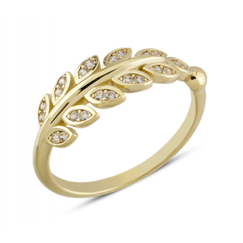 14 Ayar Altın Zeytin Dalı Model Yüzük YZK310