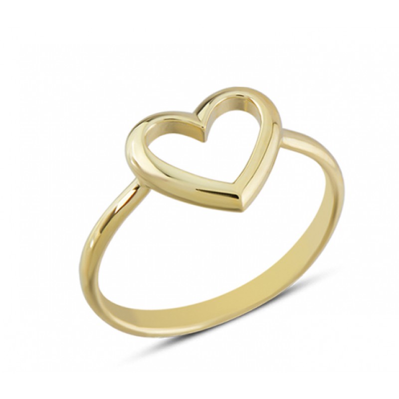 14 Ayar Altın Taşsız Kalp Yüzük YZK311