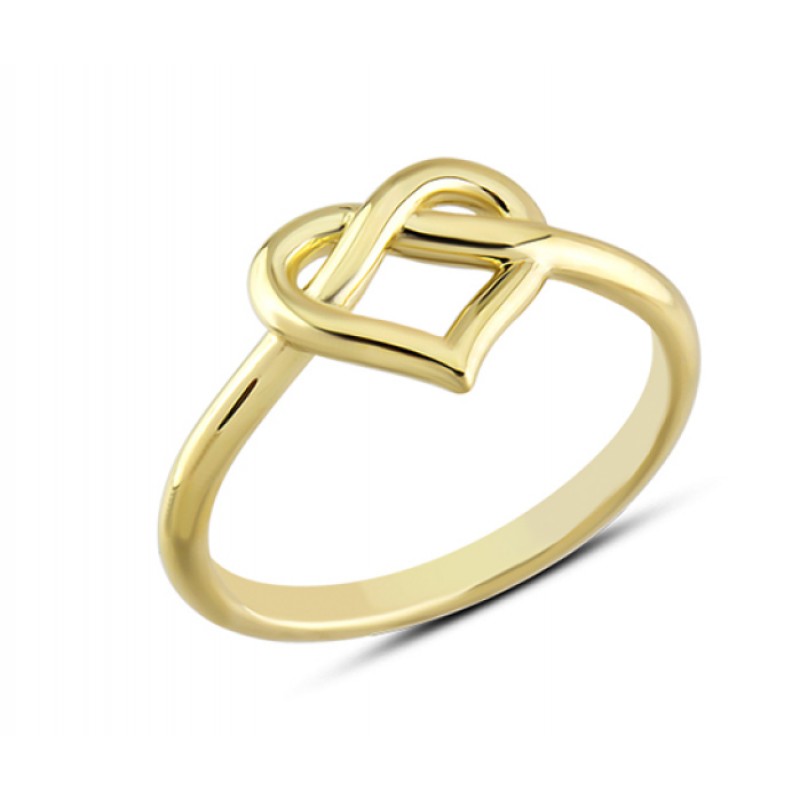 14 Ayar Altın Taşsız İç İçe Kalp Yüzük YZK318