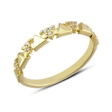 14 Ayar Altın Üçgen Taşlı Yüzük YZK322